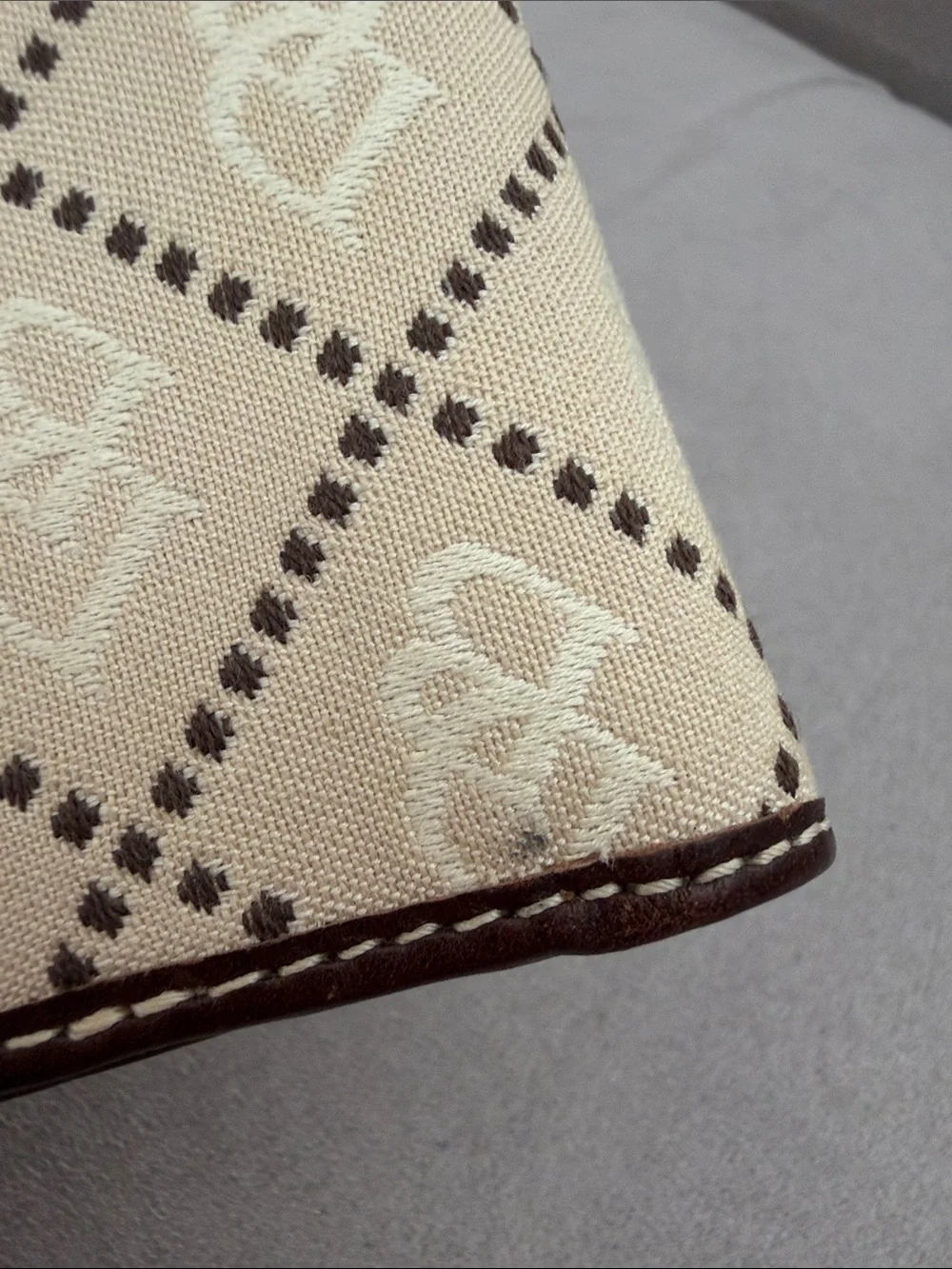 Dooney & Bourke Beige and Brown Monogram Canvas Wallet